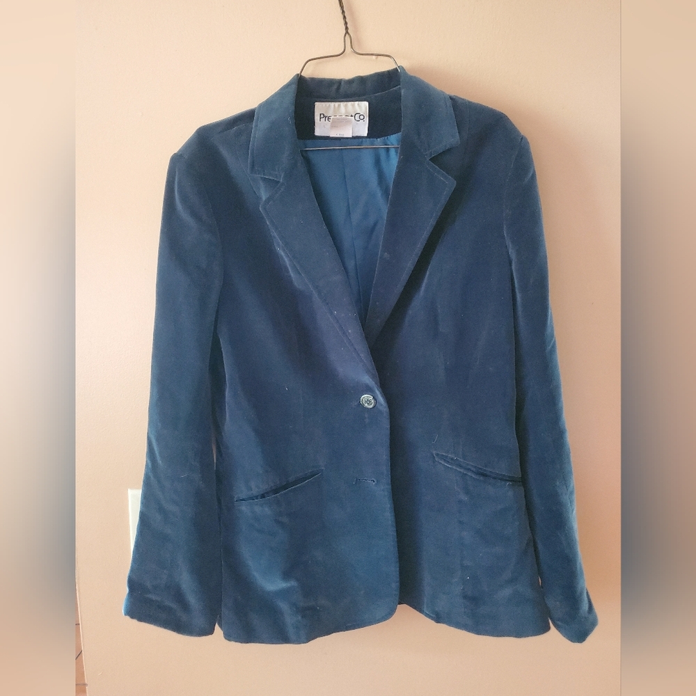 Dark Green Velvet Blazer Ladies Vintage sz 10